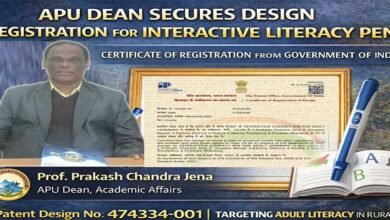 Arunachal: APU Dean Secures Design Registration for Literacy Pen