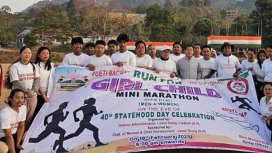 Lower Siang DA organises “Run for Girl Child” mini marathon at Likabali ahead of Arunachal’s 40th Statehood Day, promoting gender equality and girl child empowerment.