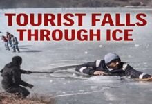 Viral Video :Tourist Falls Through Ice at Madhuri Lake, Rescued