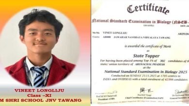 Arunachal: Tawang's Vineet Longliju Emerges NSEB State Topper