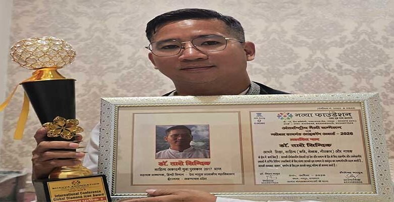 Arunachal: Dr Taro Sindik Receives Global Diamond Icon Award