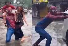 Viral: Waterlogged Roads, Hidden Potholes and a Superhero: Meet this Spider-Man