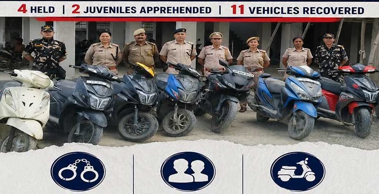 Nirjuli Police Bust Two-Wheeler Theft Racket, Four Arrested, 11 Stolen Vehicles Recovered