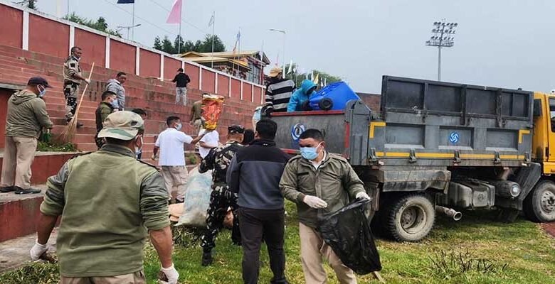 Tawang Police Leads Major Cleanliness Drive at Gyalwa Tsangyang Gyatso Stadium
