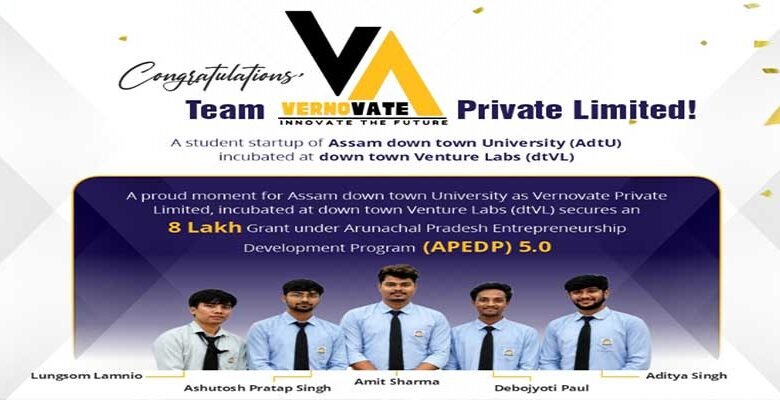 Assam down town University Incubated Startup Vernovate Secures ₹8 Lakh APEDP 5.0 Grant