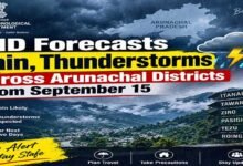 IMD Forecasts Rain, Thunderstorms Across Arunachal Districts From September 15