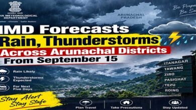 IMD Forecasts Rain, Thunderstorms Across Arunachal Districts From September 15