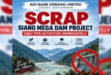 Adi Bane Kebang United Urges Governor to Scrap Proposed Siang Mega Dam Project