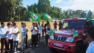 Wangki Lowang Flags Off Mini Fire Tender for Deomali Forest Division