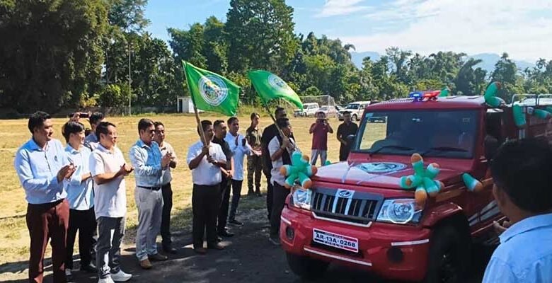 Wangki Lowang Flags Off Mini Fire Tender for Deomali Forest Division