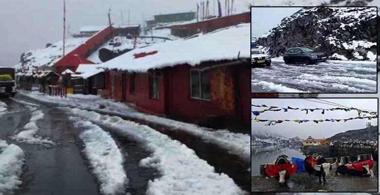 Early Snowfall Blankets Nathu La and Gnathang Valley in East Sikkim﻿