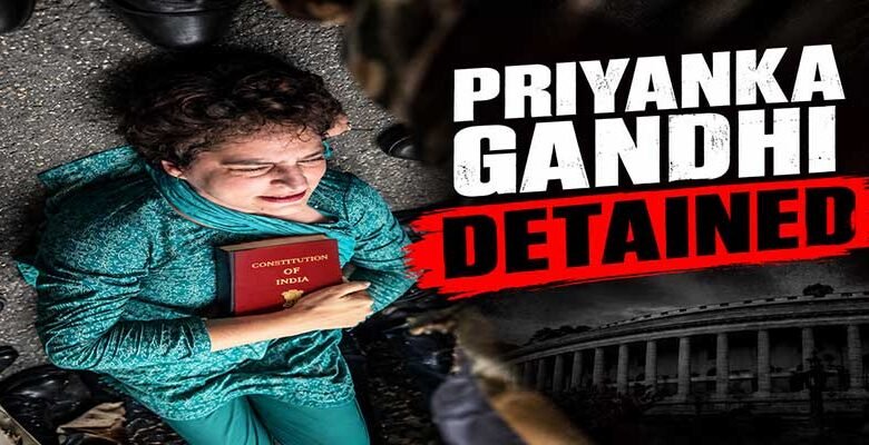 Priyanka Gandhi Detained Near Jantar Mantar During INDIA Bloc Protest