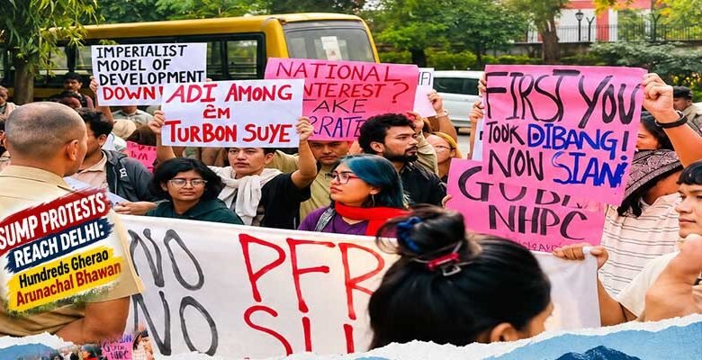 SUMP Protests Reach Delhi: Hundreds Gherao Arunachal Bhawan, Demand Release of Detainees